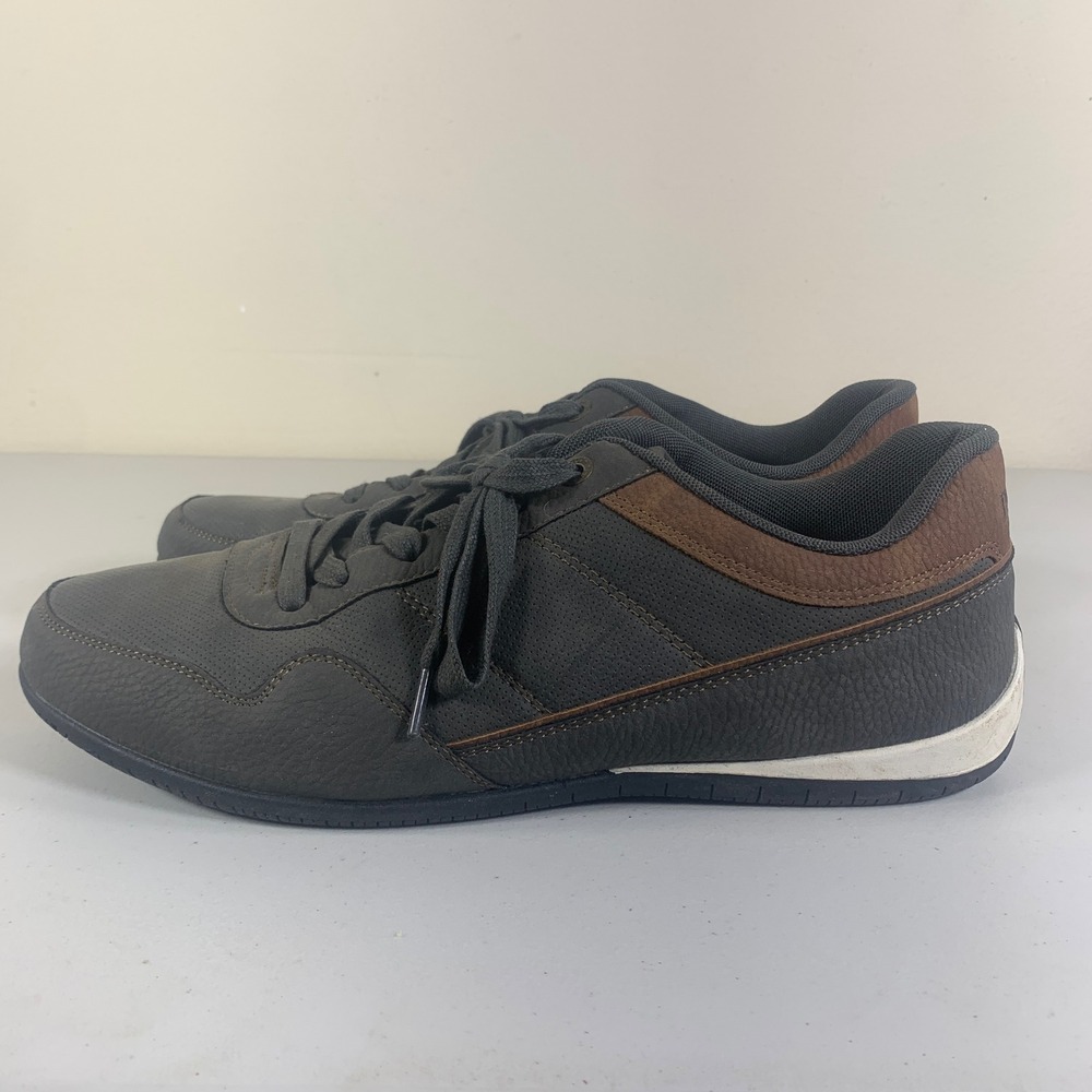 Levi's Men's Dark Grey Brown Leather‎ Trim Lace Up Sneakers Shoes Size 13